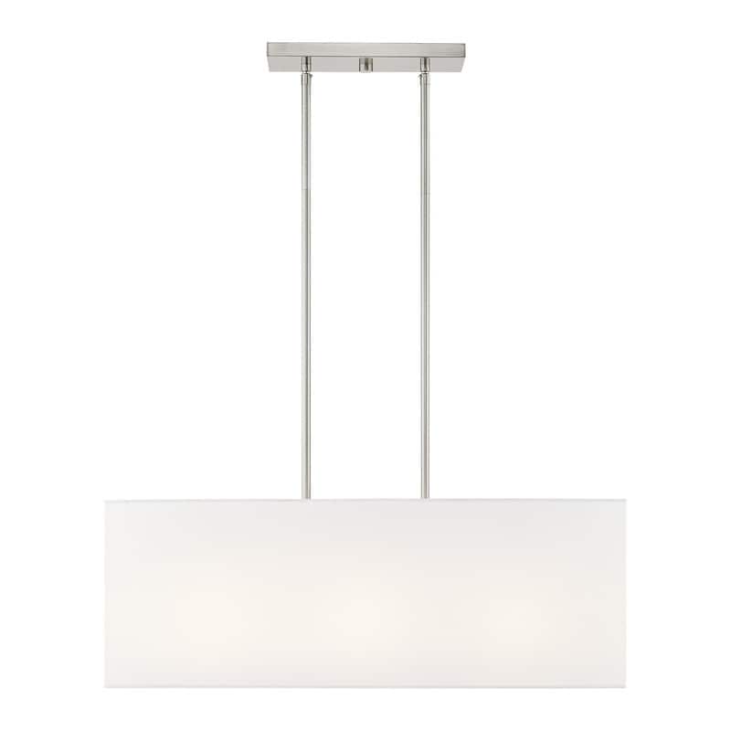 Livex Lighting 3-light Brushed Nickel Indoor Chandelier, 41153-91 - 28"L x 8"W x 17.5"-47.5"Adj.H