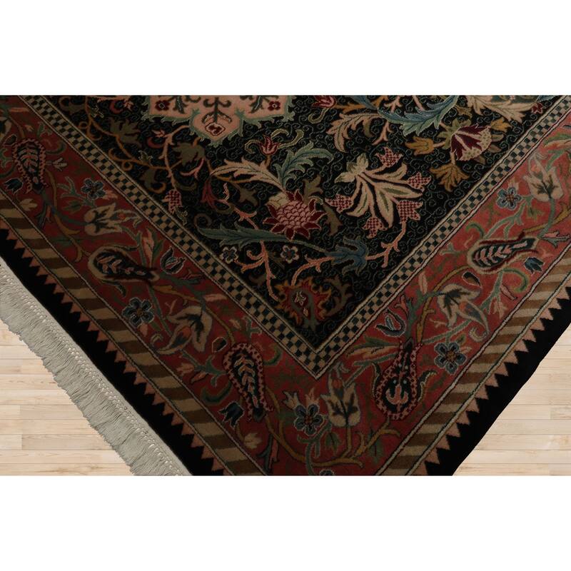 8x10 Hand Knotted Newzeland Wool Black French 200 KPSI Plush Pile Rug - 8' x 10'