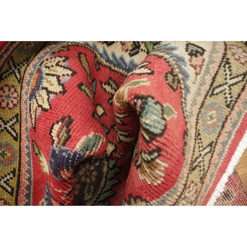 Hand Knotted Oriental 100% Wool Carpet Traditional Tribal Red Tabriz Area Rug - 4' 10'' X 3' 5''