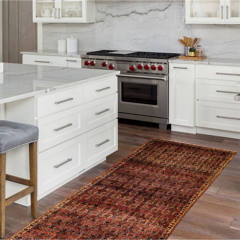 ECARPETGALLERY Hand-knotted Kayseri Vintage Red Wool Rug - 3'7 x 10'0