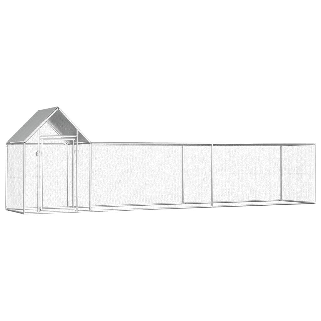 vidaXL Chicken Cage Walk-in Chicken Coop Pen Poultry Cage Galvanized Steel