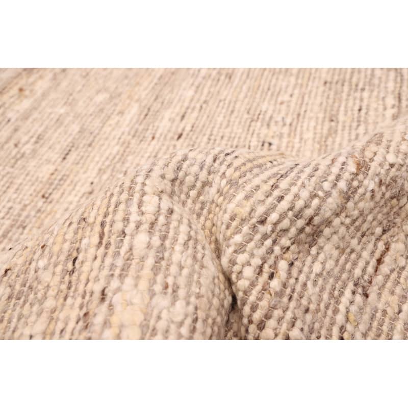 ECARPETGALLERY Braid weave Sienna Cream, Taupe Wool Kilim - 8'0 x 10'0