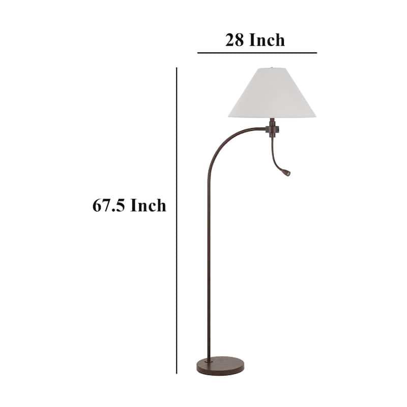 Ashy 68 Inch Floor Lamp, Gooseneck LED, White Shade, Black Arc Pole