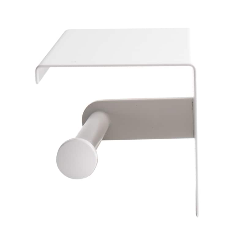 ALFI brand ABTPC66-W White Matte Stainless Steel Toilet Paper Holder with Shelf