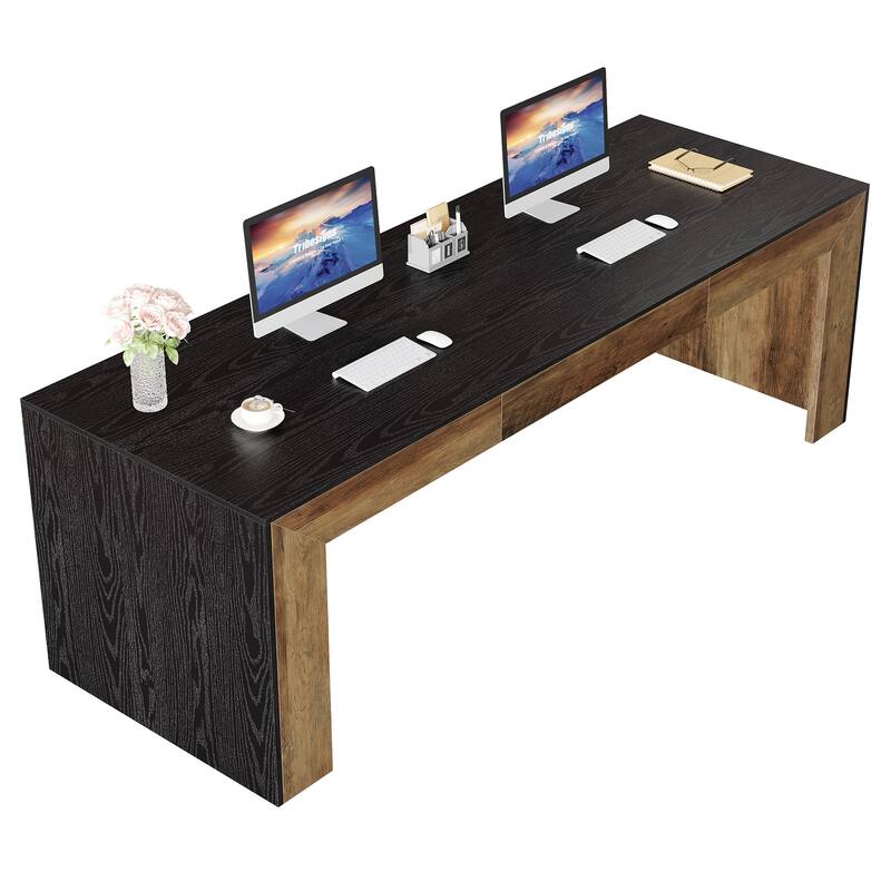 78.7" Long Computer Desk, Wood Executive Workstation, Home Office Writing Gaming Table Accent Desk