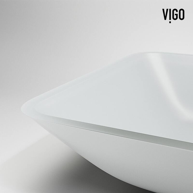 Vigo VGT2068 Sottile 18" Rectangular Glass Vessel Bathroom Sink with