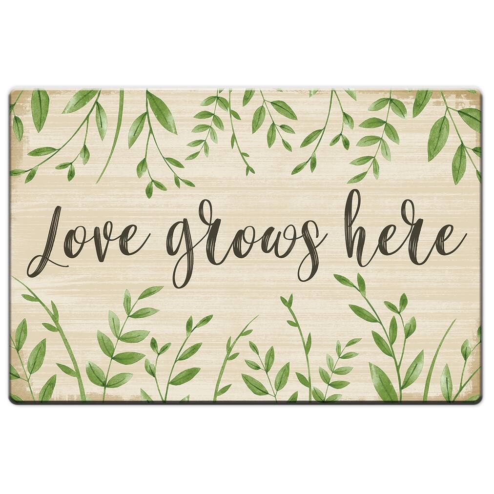 Decorative Anti-Fatigue Memory Foam Mats 30" x 20" - Love Grows Here - 30x20x1.05