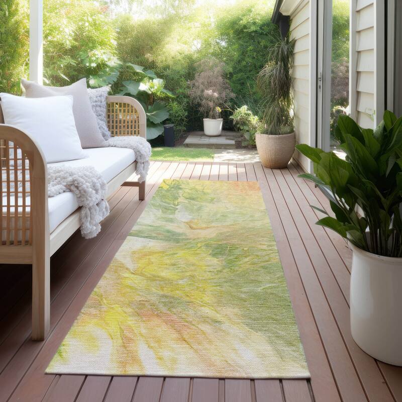 Machine Washable Indoor/ Outdoor Chantille Contemporary Splash Rug