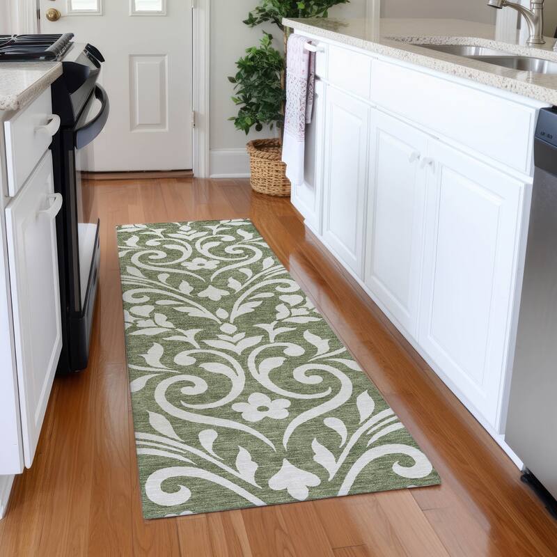 Premium Washable Super Soft Floral Chic Mayfield Rug - Fern - 2'3" x 7'6"