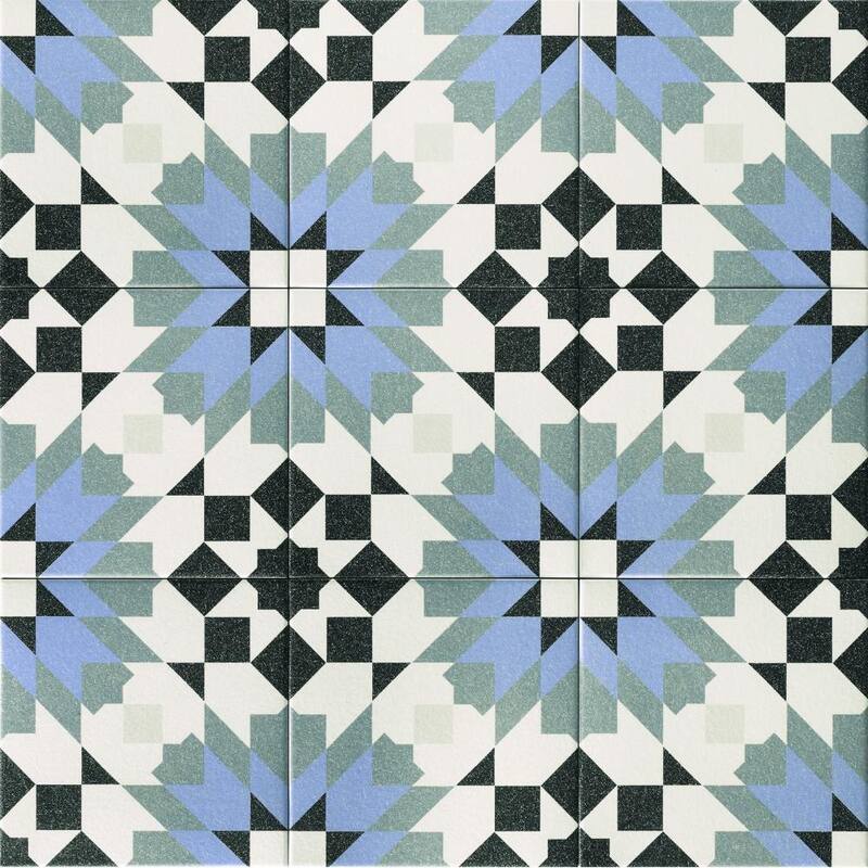 Garden Peony 8x8 Blue Matte Porcelain Tile - Floor & Wall