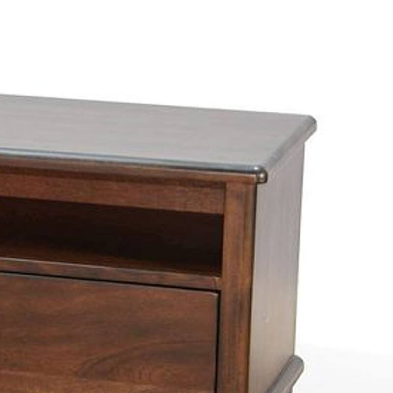 West TV Stand Media Cabinet, Open Shelves, Brown Mahogany Wood, 64 Inch