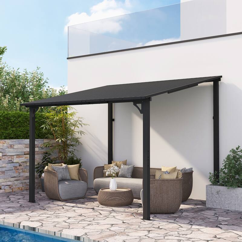 Outdoor Wall Mounted Gazebos Backyard Gazebo Awning - 8'x10'