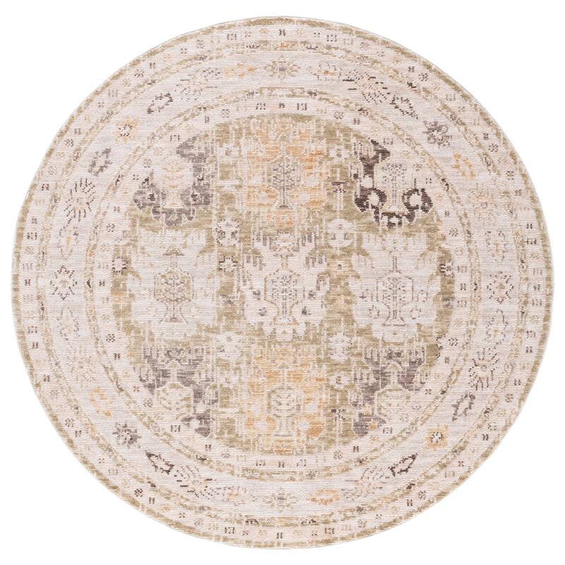 Martha Stewart by SAFAVIEH Chikage Boho Distressed Rug - 6'3" Round - Green/Ivory