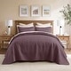 preview thumbnail 97 of 110, Madison Park Quebec Embroidered Reversible Oversized 3-piece Solid Texture Bedspread Quilt Set with Matching Shams Purple - King