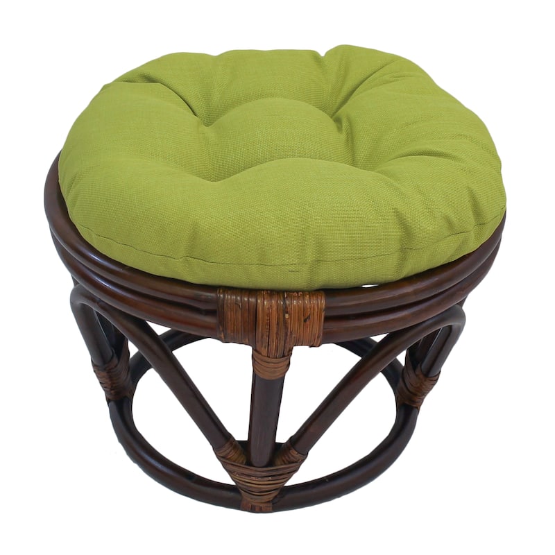 Bali 18-inch Footstool with Solid Outdoor Cushion - Lime