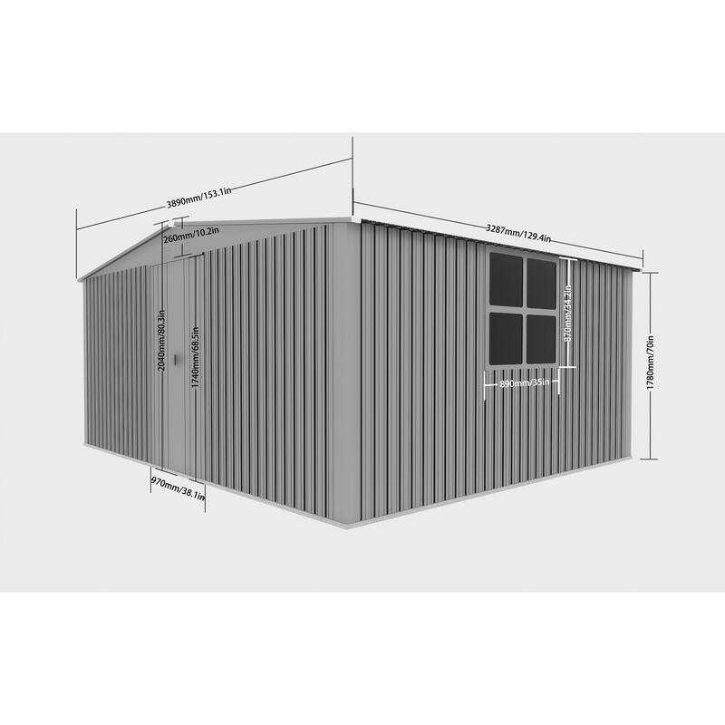 GDFStudio - Olivia Bennett Dual- Metal Outdoor Storage and Firewood Shed with Apex Roof Design