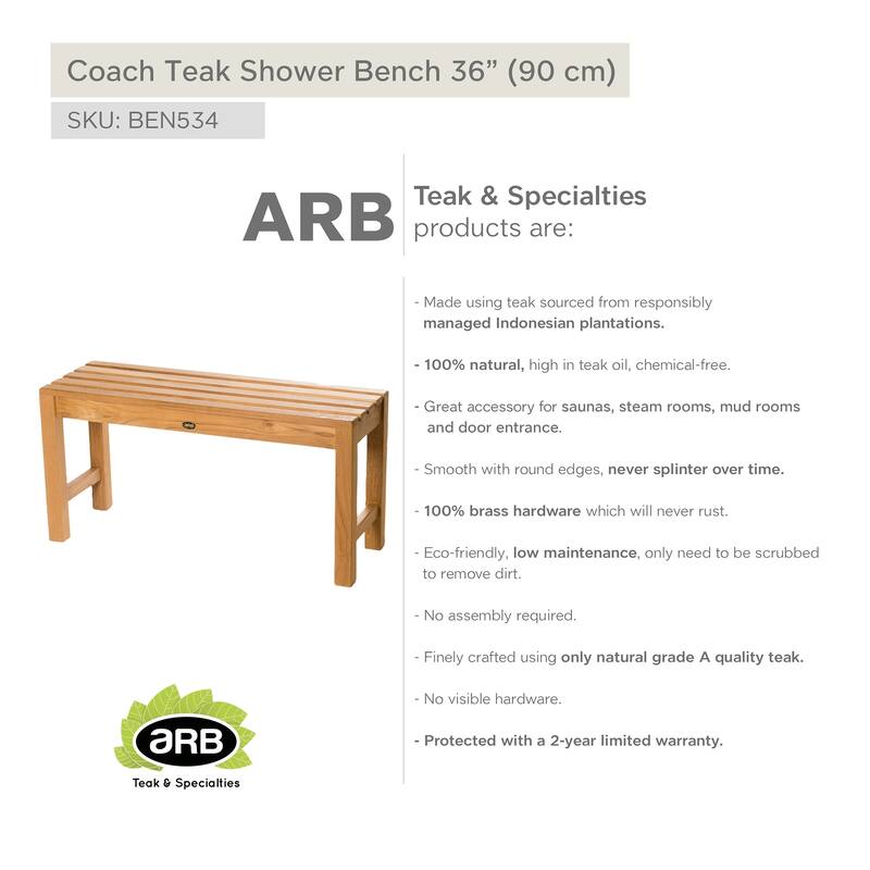 Teak Shower Bench Coach 36" (90 cm)