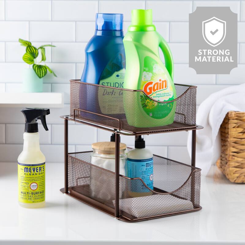 Sorbus 2 Tier Under Sink Bathroom Organizers and Storage (2 Pack) - 14" L x 9.3" W x 12.25" H