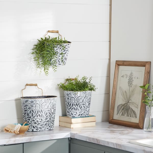 slide 2 of 7, Blue Iron Farmhouse Planter (Set of 3) - 13 x 7 x 15