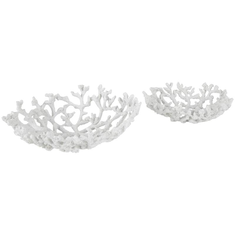 Resin Coral Textured Decorative Bowl - Set of 2 Blue or White - Roche River Decor