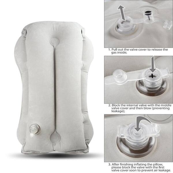 Inflatable Lumbar Support Pillow Blow Up Travel Back Cushion Support for  Grey