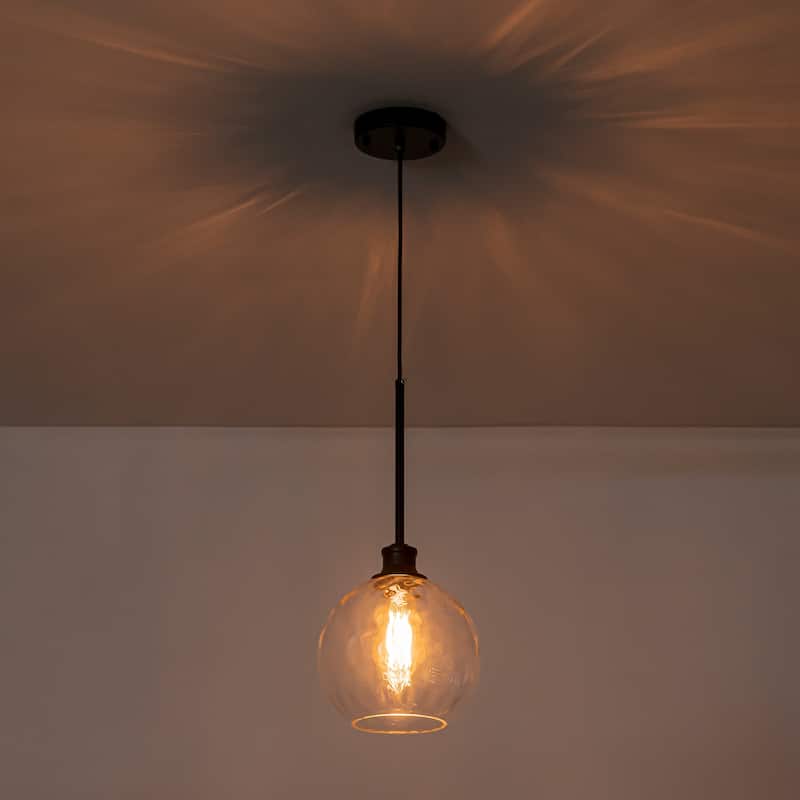 Starsky 1-Light 9in. Modern Globe Single Clear Glass Pendant Light