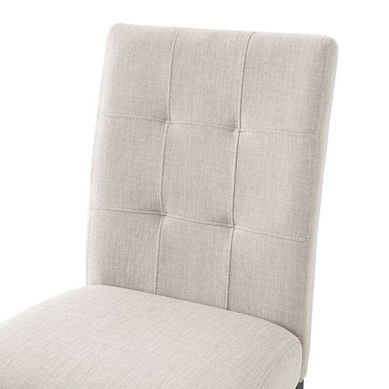 4 Piece Modern Tufted Dining Chair, Rustic Linen Upholstered with Black Rubber Wood Legs, Upholstered Accent Chair