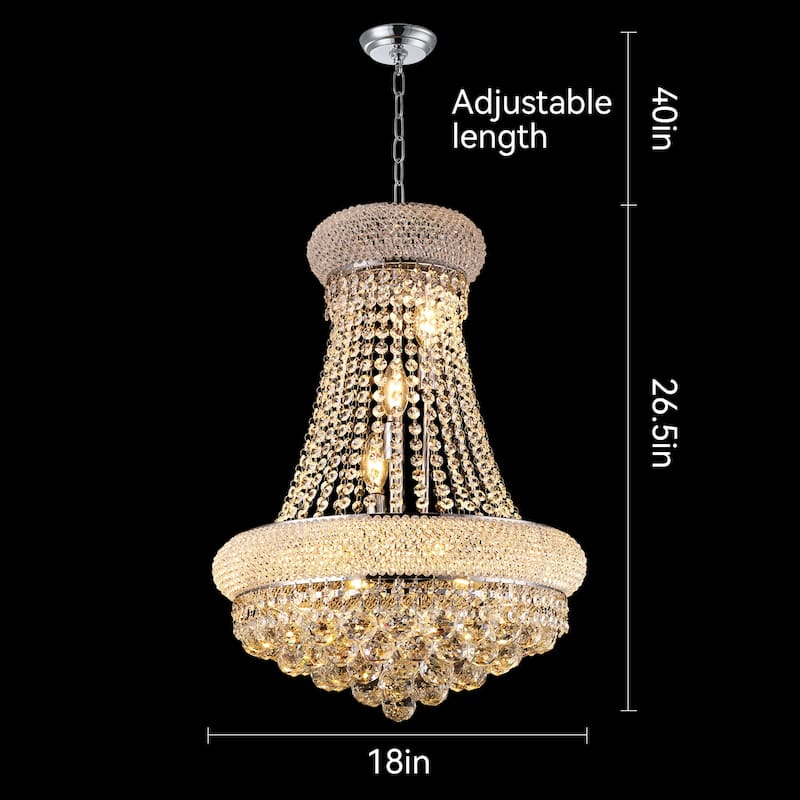 18-Inch Crystal Chandelier Lighting, for Dining Room Modern Luxury Bedroom, Crystal Chandelier Ceiling Light French Empire