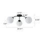 preview thumbnail 20 of 20, 6-Light Brass Semi-Flush Mount Ceiling Light with Opal Glass Shades - 24.2-in W x 9.05-in H
