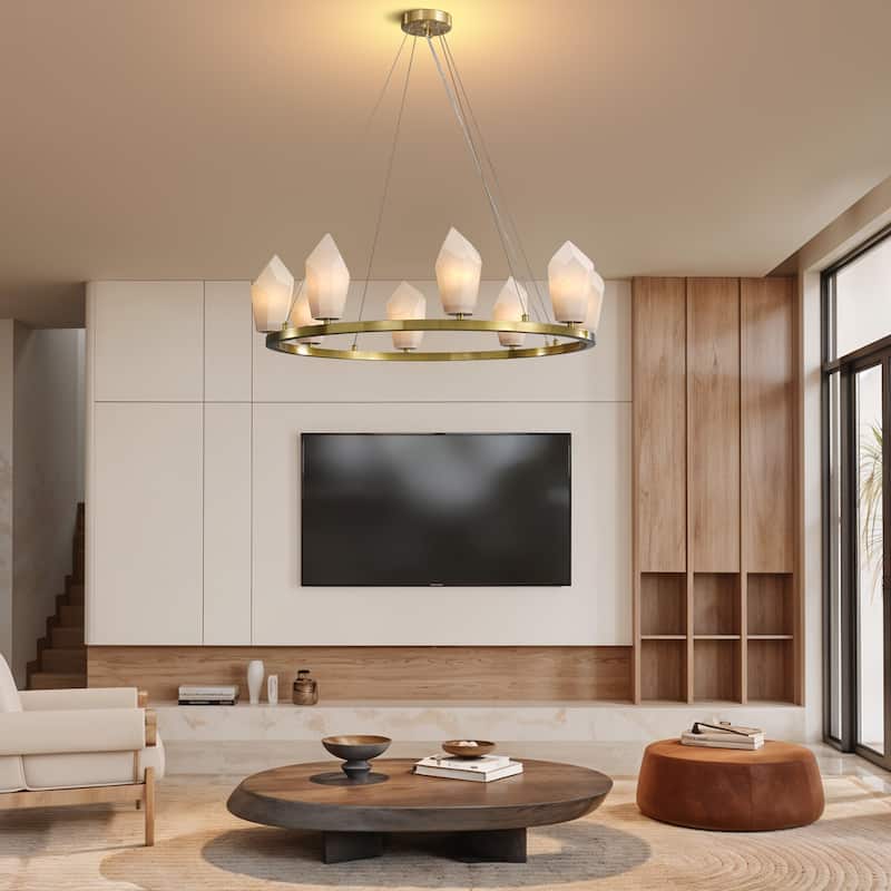 KAYLA Alabaster Chandelier/Sconce Kitchen Island Brass Hanging Lamp Mid Century Nordic Modern Chandelier