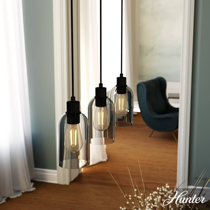 Hunter Lochemeade 3-Light Linear Cluster Pendant - Kitchen Island, Dining Room - Modern Farmhouse, Contemporary, Industrial - Natural Iron