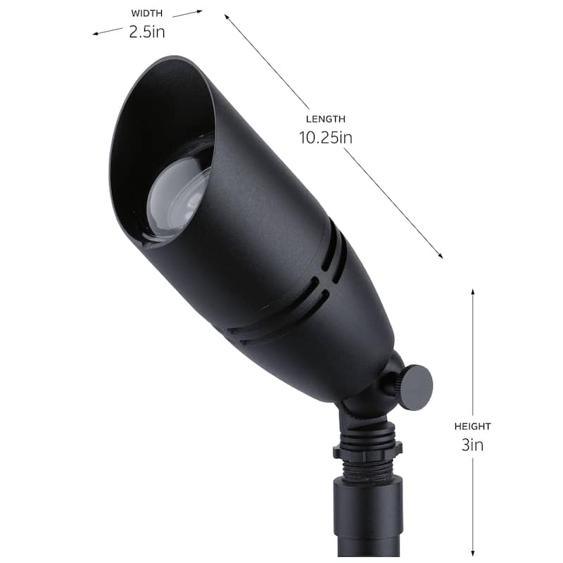 Kichler Lighting Fixed Socket MR16 Black Brass 12V Drop-In Accent Fixture, Landscape Lighting, (2.5 x 3.0 x 10.25), 15517BKB - 3