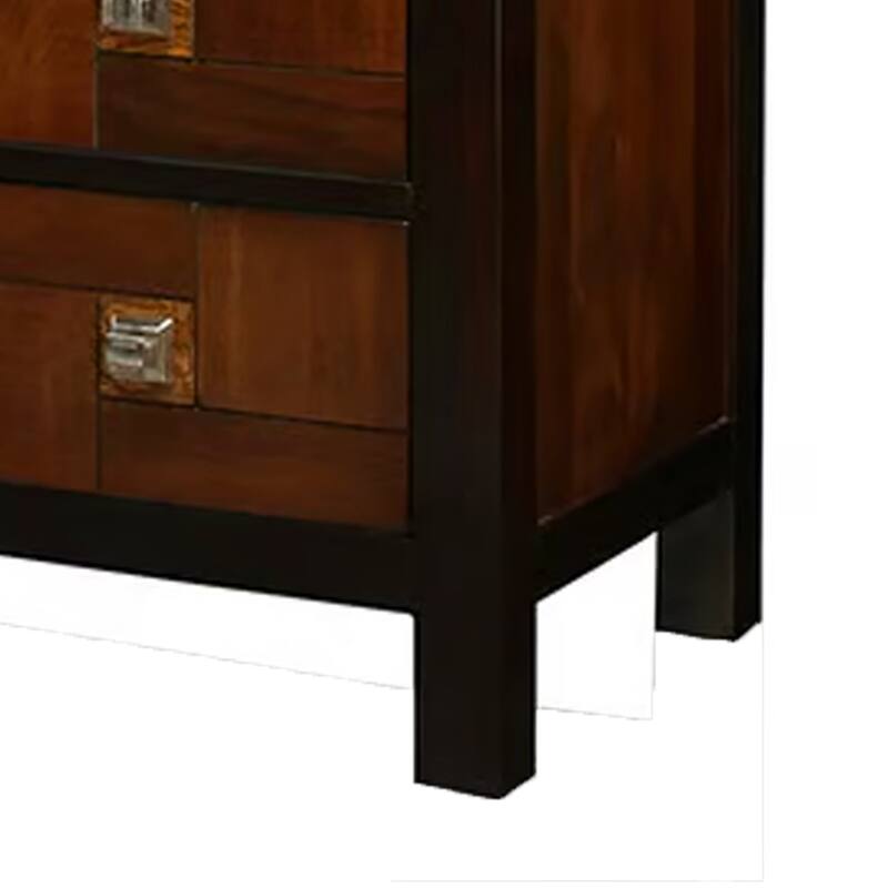 Wooden Chest With Square Chrome Knobs, Brown