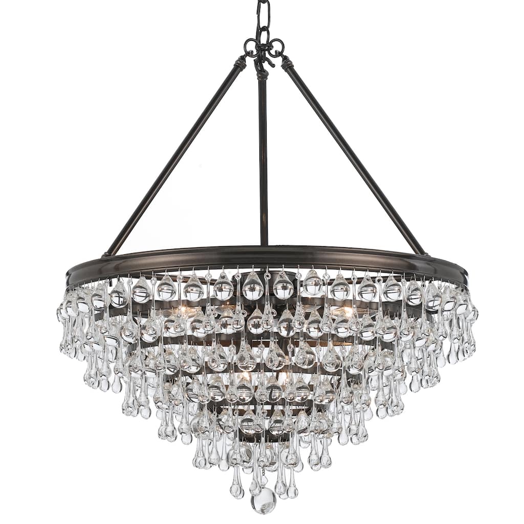 Calypso 8 Light Crystal Teardrop Bronze Chandelier - 25'' W x 27'' H