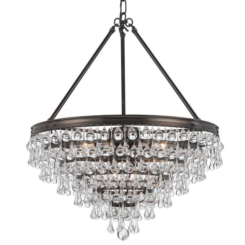 Calypso 8 Light Crystal Teardrop Bronze Chandelier - 25'' W x 27'' H - 25'' W x 27'' H