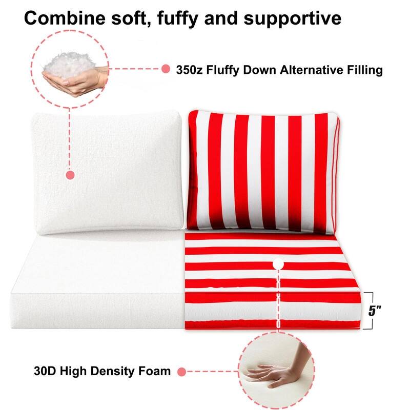 Outdoor Loveseat Cushion Set (Set of 1 Seats,48x24in, 2 Backs,24x18in )