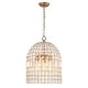 preview thumbnail 43 of 53, Vintage Glam Crystal Bird Cage Lantern Chandelier - Distressed Brass