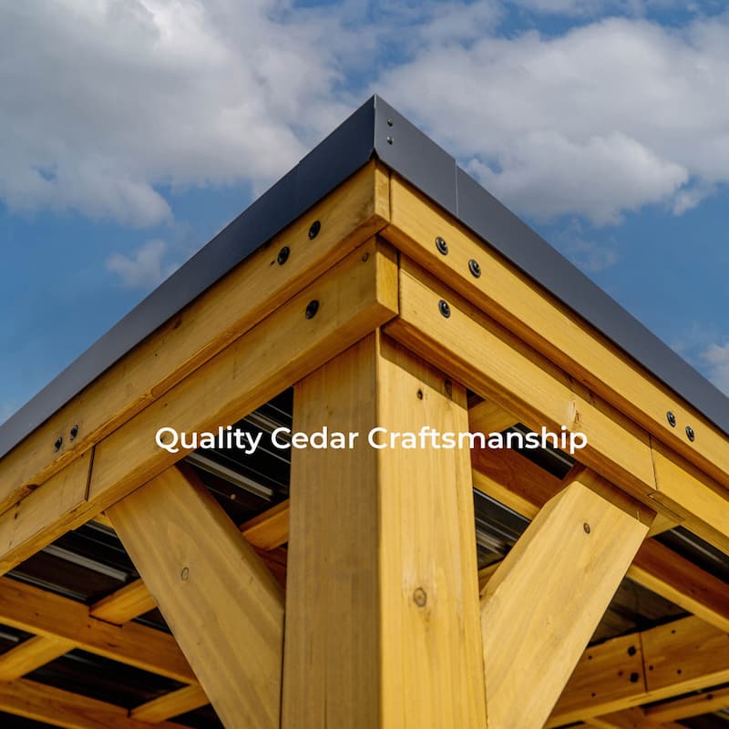 Backyard Discovery Kingsport 20x20' Cedar Wood Carport with Steel Roof