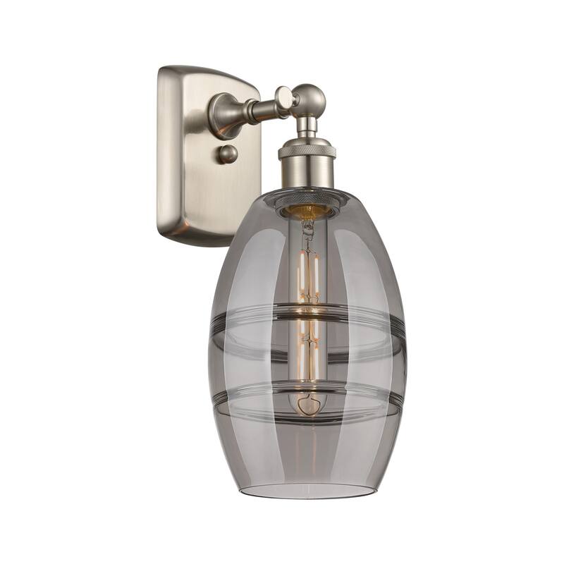 Innovations Lighting 516-1W-10-6 Vaz Sconce Vaz 10" Tall Wall Sconce - Brushed Satin Nickel / Light Smoke