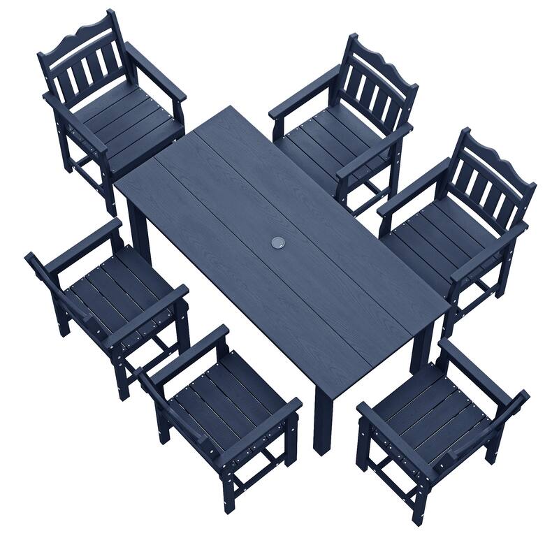 HIPS Outdoor Dining Set All-weather Patio Table and Chairs(Set of 7)