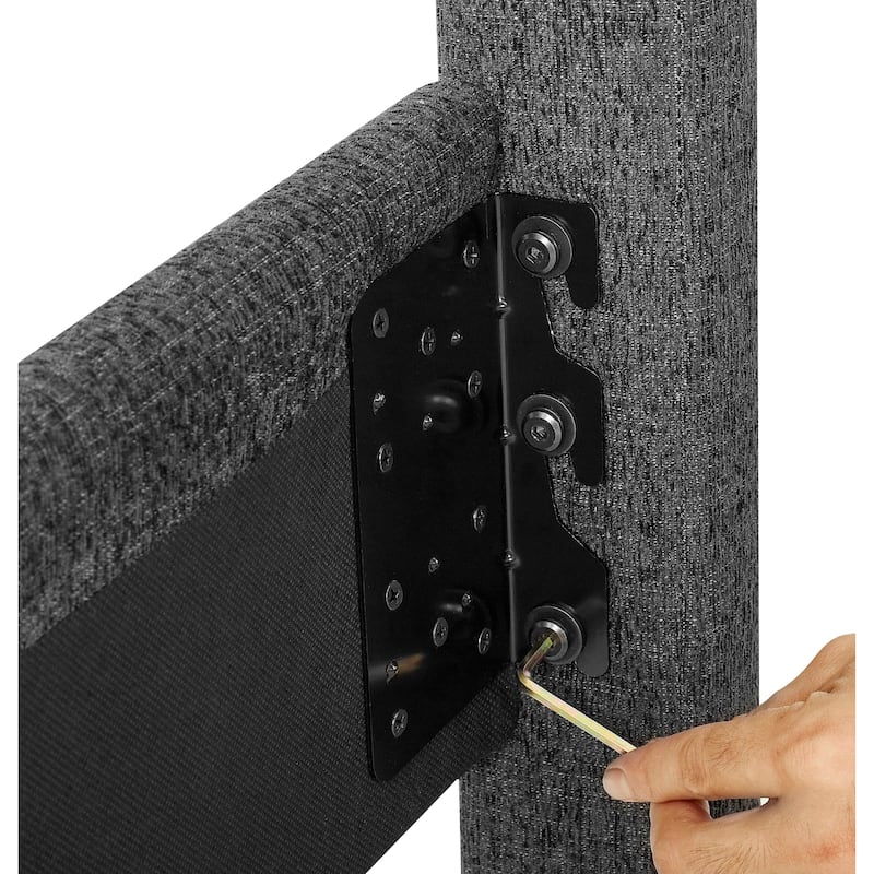King Size Charcoal Grey Upholstered Platform Bed