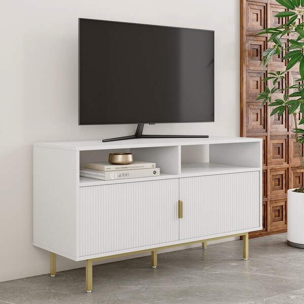 Nathan James Jacklyn Contemporary TV Stand with Fluted Cabinet
