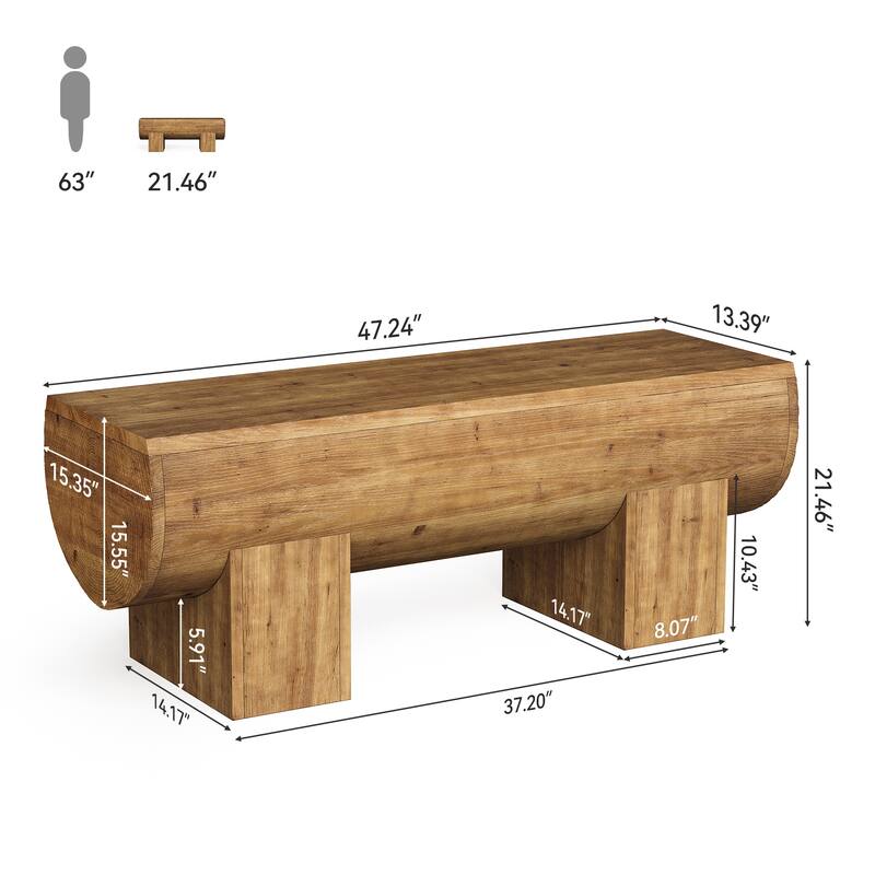 47 Inch Solid Wood Entryway Bench End of Bed Bench for bedroom