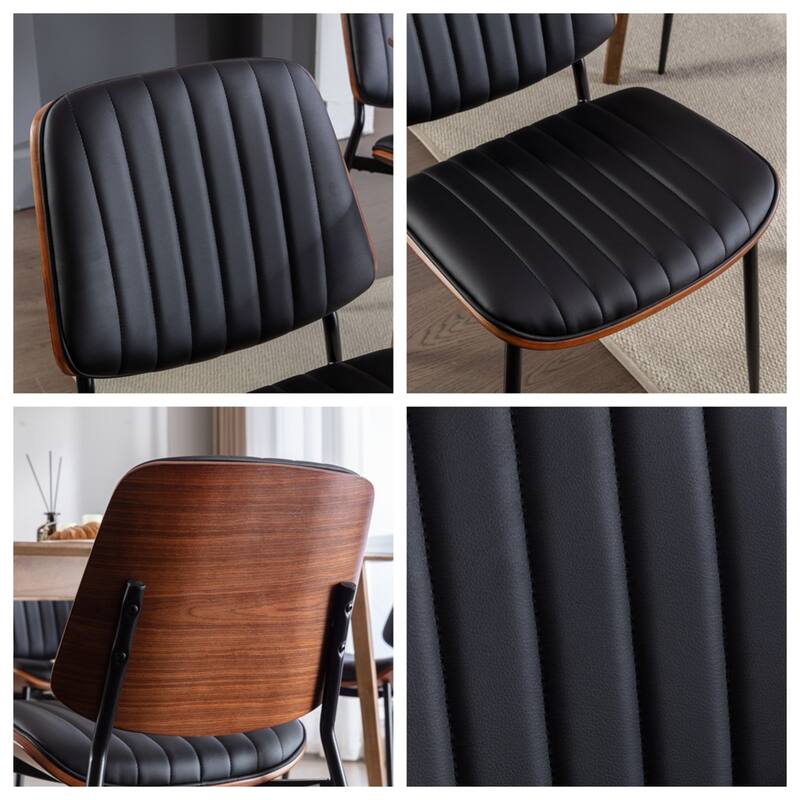 Modern Retro Faux Leather Chair with Metal Legs (Set of 2)