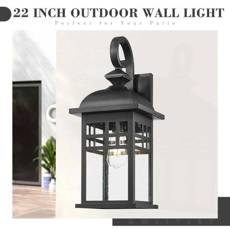 Black Farmhouse Porch Light - Seeded Glass Outdoor Fixture