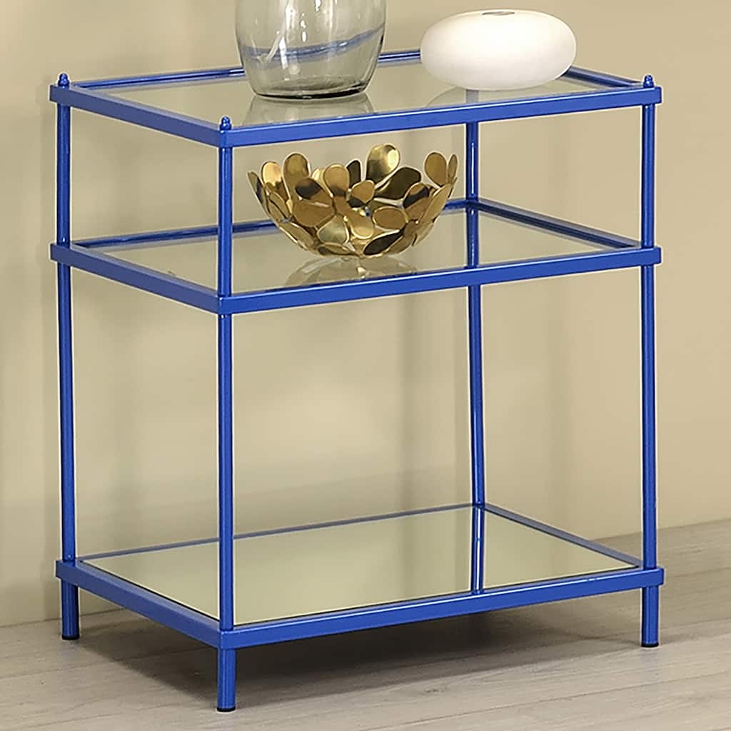 Scoles Contemporary 18-inch Glass Top 2-Shelf Side Table by Furniture of America