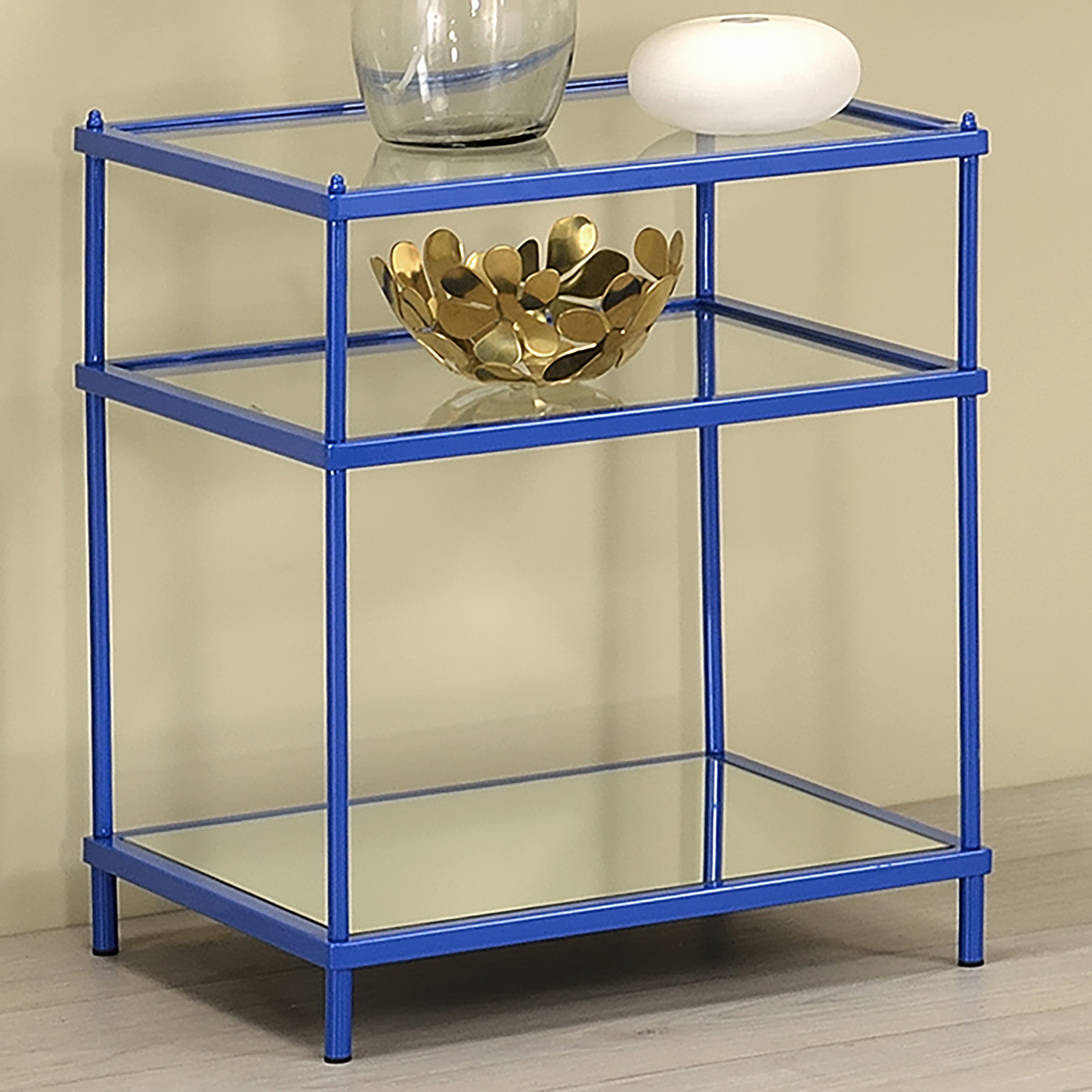 Furniture of America Scoles Contemporary 18-inch Glass Top 2-Shelf Side Table