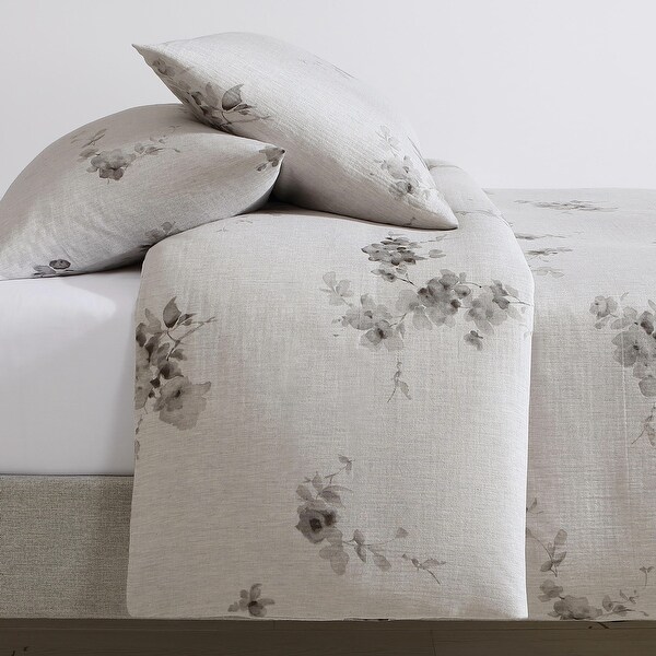 Calvin Klein Aquarelle Floral Cotton Grey Comforter Set Bed Bath Beyond 39875416