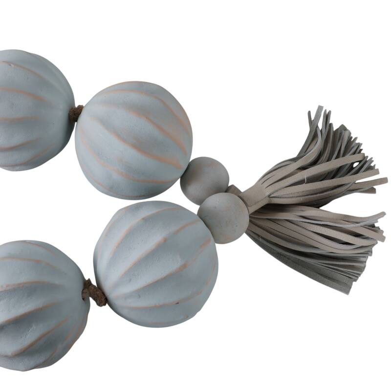 Bead Strand with Leather Tassel Accents - 53" x 3" x 3"