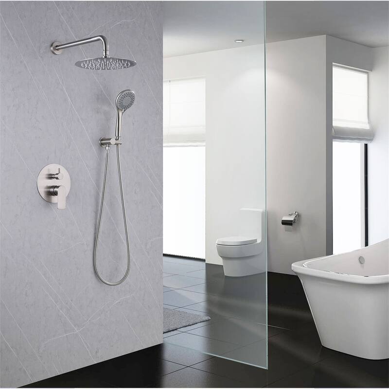 Wall Mount Shower Faucet with Hand Shower 9.84 Inch Shower System with Pressure Balance Valve
